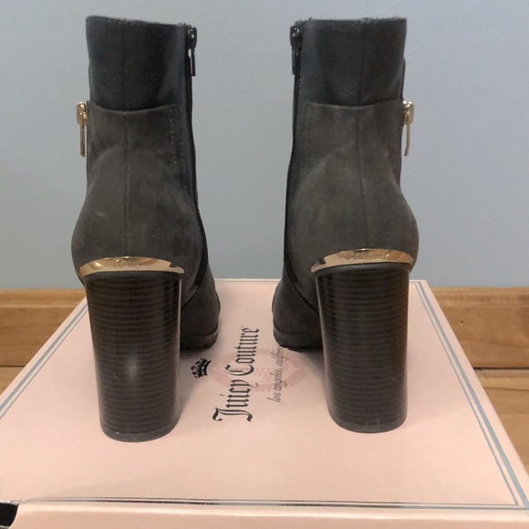 Gray Suede heeled boots with gold accents Women’s size 9 1/2 - Picture 3 of 5